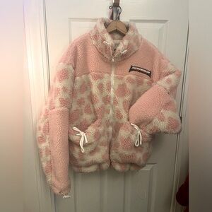 Aelfric Eden Sherpa Pink Cow Jacket Oversized Fit